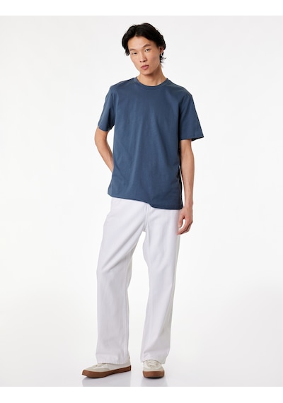 Koton Regular Fit Kısa Kollu Bisiklet Yaka Pamuklu Basic Tişört Antrasit 6sam10332mk