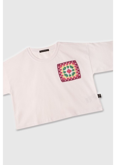 Sisley Kız Çocuk Beyaz Tshirt