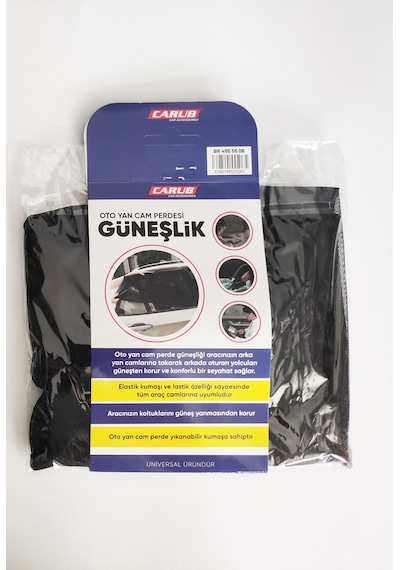 1 Adet Oto Yan Cam Perdesi Güneşlik Lastikli