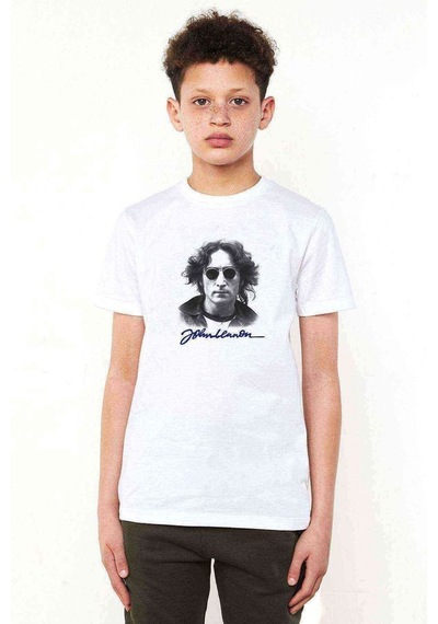 Tshirthane John Lennon Baskılı Unisex Çocuk Beyaz T-Shirt (534780634)