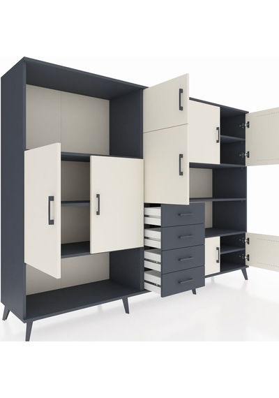 Hyperion Dolap 9 Raflı 4 Çekmeceli 8 Kapaklı 220x44x163 Antrasit- Antrasit-aytaşı/antrasit Hyperion Dolap 9 Raflı 4 Çekmeceli 8 Kapaklı 220x44x163 Antrasit- Antrasit-aytaşı/antrasit