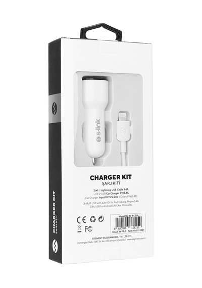 S-Link Sl-Ec30L Lightning Kablolu 3.4A 2 Usb Araç Şarj Cihazı