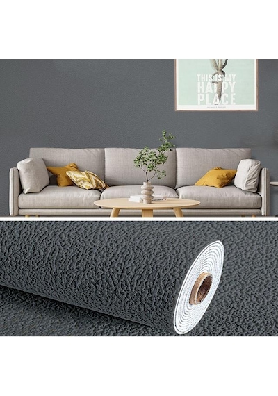 50x280cm 1,4m2 Koyugri Antasit Kendinden Yapışkanlı Duvar Kağıdı Dokulu Esnek Silinebilir