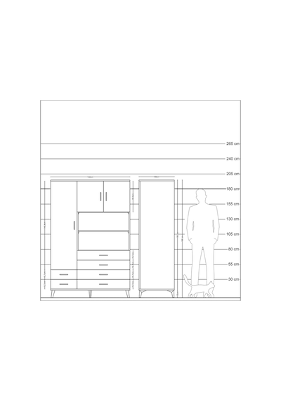 Kronos Dolap 8 Raflı 6 Çekmeceli 3 Kapaklı 132x59x195 Çam-ant... Çam