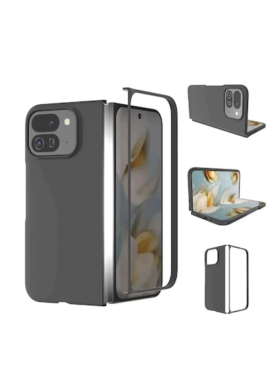 Microcase Google Pixel 10 Pro Fold İçin Deri Desenli Plastik Koruma Kılıf - Al3156 Siyah