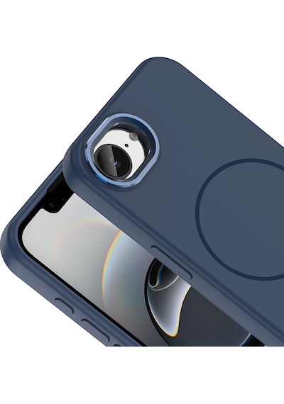 Maks Technology iPhone Uyumlu 17e Kılıf M-safe Şarj Özellikli Metal Kamera Çerçeveli Mkst Edi Silikon Kapak - Lacivert