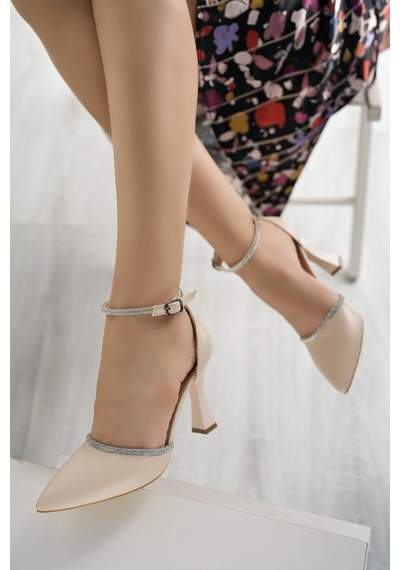 Nesilshoes Nesil Shoes Elva 170 Ten Taşlı Topuklu Kadın Ayakkabı