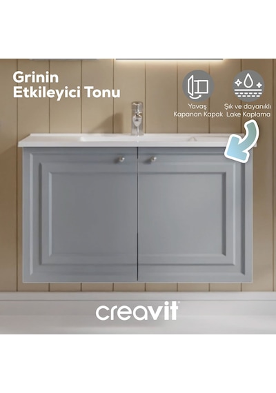 Creavit Kayra Lavabo Dolabı Kapaklı 100cm Mat Gri Creavit Kayra Lavabo Dolabı Kapaklı 100cm Mat Gri
