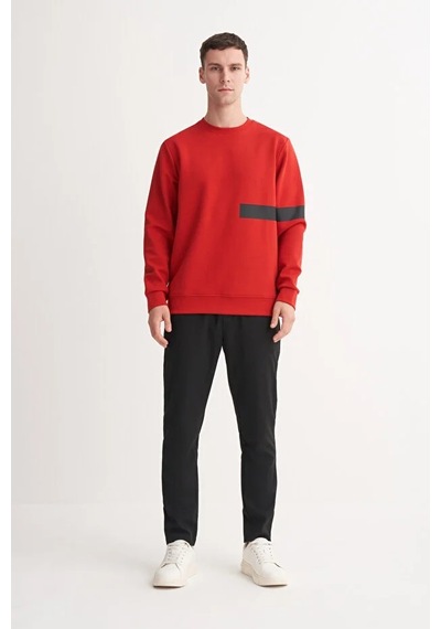 Cazador Dynamic Regular Fit Pamuk Karışımlı Scuba Sweatshirt Kırmızı