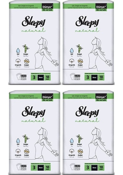 Sleepy Natural Ultra Hassas Hijyenik Ped Gece 72 Adet Ped