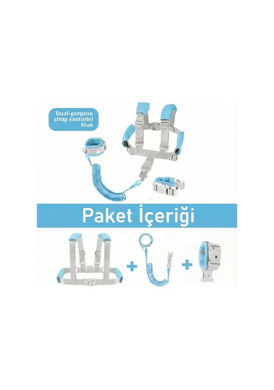 Çocuk Emniyet Tasması Ve Bilek Bağı Seti 3in1 Ayarlanabilir 2.5m Anti Kayıp Güvenlik Sistemi Mavi Blue