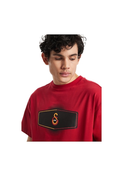 Beşiktaş Galatasaray Orijinal Lisanslı Uv Aslan Baskılı Gs Logo Kırmızı Erkek T-shirt KIrmızı