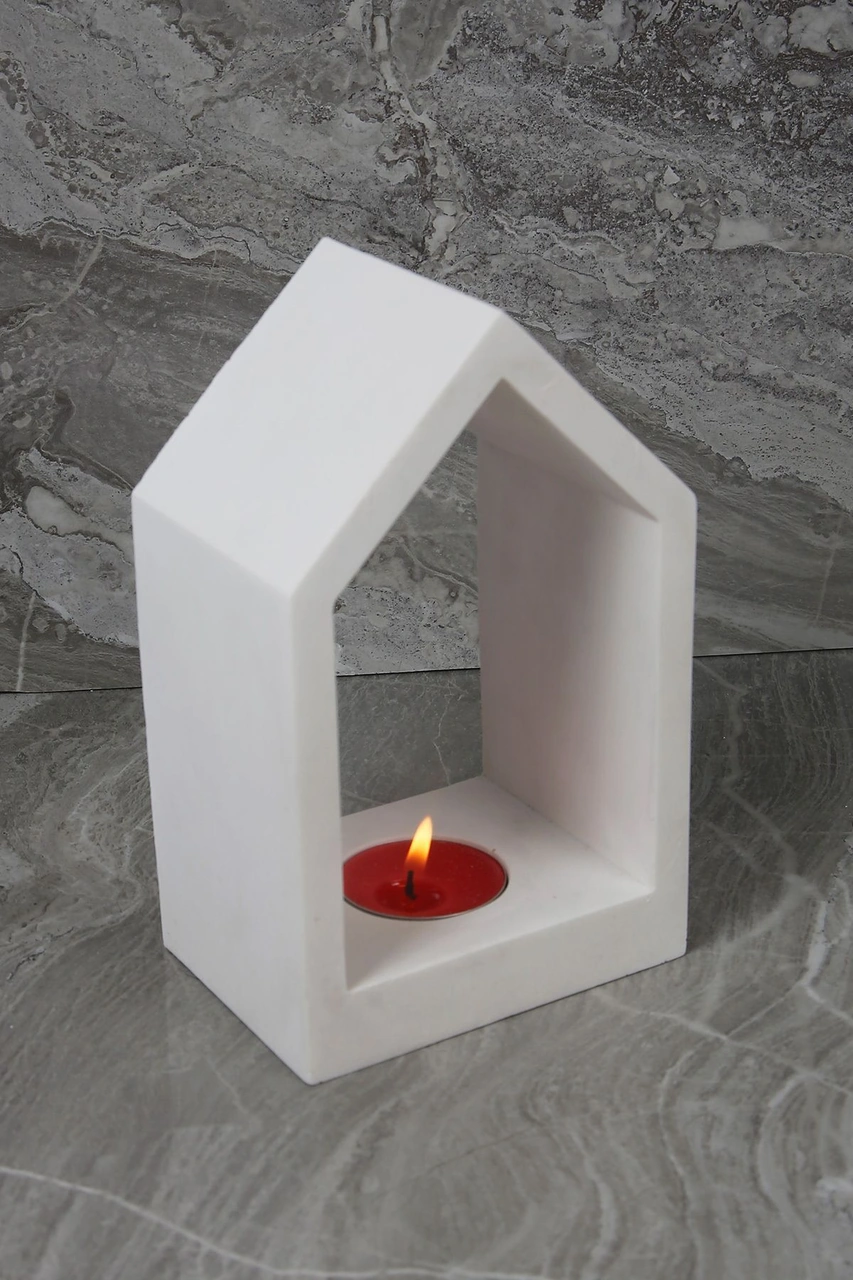 El Yapımı Beton Mumluk Özel Tasarım Tealight Ev Ofis Oda Aydınlatma Beyaz