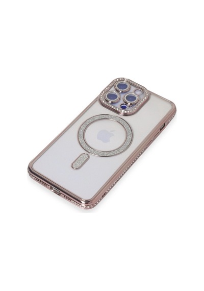 Apple iPhone Uyumlu   15 Pro Max Kılıf Joke Simli Magneticsafe Kılıf - Pembe Düz Renkli