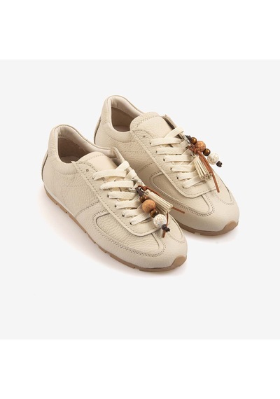 Hawen Angels Kadın Deri Spor & Sneaker Kauçuk Taban Günlük Ayakkabı 585 Bej
