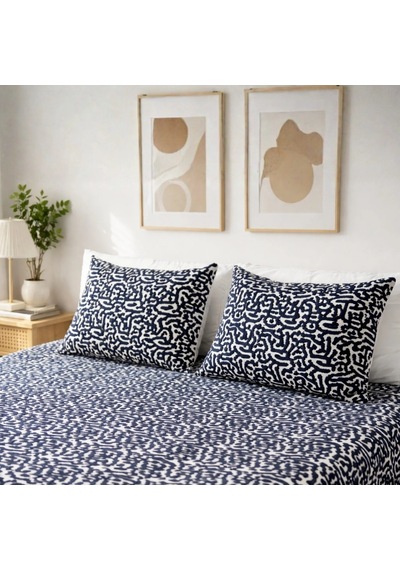 Luna Bueno Fransea Viola Çift Kişilik Yatak Örtüsü 3 Parça Lacivert