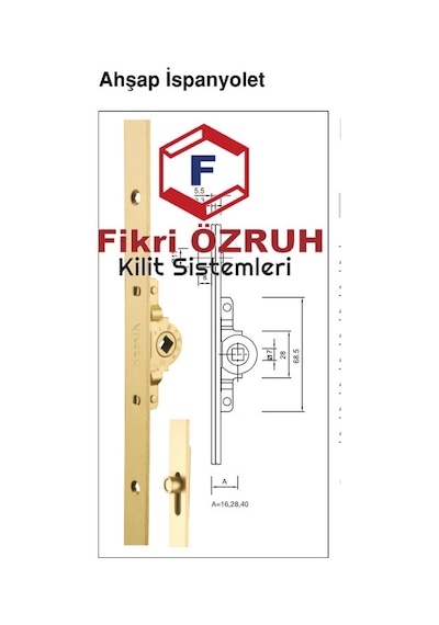 Özruh İspanyolet Ahşap Kapı İspanyoleti 160 Cm Kol Merkezi 28 Mm