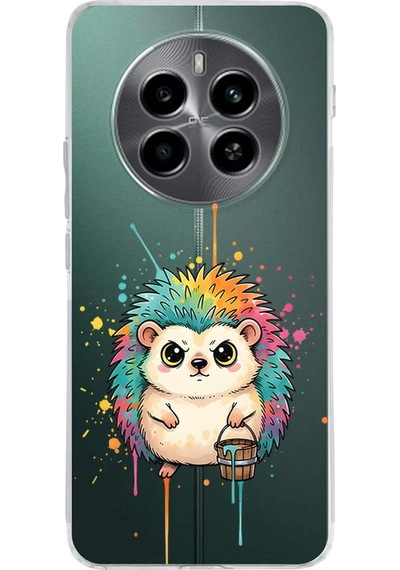 Realme 12 4g İle Uyumlu Splash Kirpi Tasarımlı Şeffaf Silikon Kılıf Şeffaf