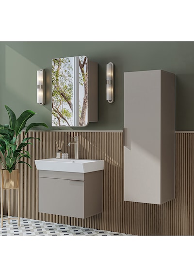 Likya Mdflam Kapaklı Lavabolu 60 Cm Banyo Alt Dolabı + Banyo Üst Dolabı + Banyo Boy Dolabı Kumtaşı Likya Mdflam Kapaklı Lavabolu 60 Cm Banyo Alt Dolabı + Banyo Üst Dolabı + Banyo Boy Dolabı Kumtaşı