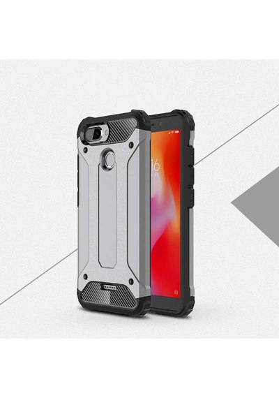 Noktaks - Xiaomi Uyumlu Xiaomi Redmi 6 - Kılıf Çift Katman Zırh Tank Crash Military Kapak - Gri T6813 Gri Noktaks - Xiaomi Uyumlu Xiaomi Redmi 6 - Kılıf Çift Katman Zırh Tank Crash Military Kapak - Gri T6813 Gri