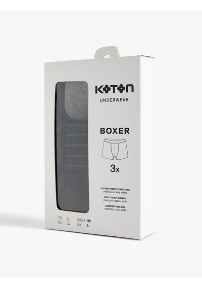 Koton Pamuklu Desenli 3'lü Boxer Seti Siyah Çizgili 6wlm90069mk Siyah Çizgili