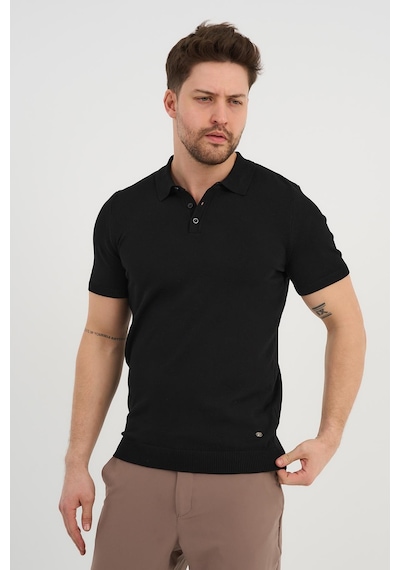Alexander Gardi Alexandergardı Polo Yaka Düğmeli Triko T-shirt 50024 Siyah