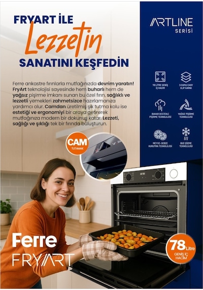 Ferre QEP64CB - SC406-WFA - D064-SA Fryart Artline Steam Beyaz Ankastre Set
