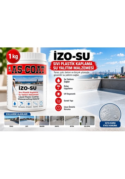 As-coat İzo-su Sıvı Plastik Su Yalıtım Malzemesi Net 1 Kg