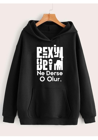 Uyguntarz Beyim Ne Derse O Olur Katlamalı Sweatshirt 1siyah