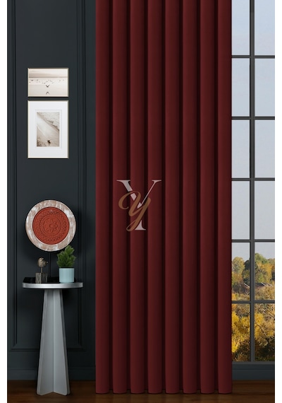 İpek Kadife Fon Perde V-30 Bordo Bordo