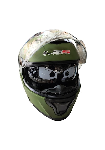 Ls5 Helmets Çeneden Açılır Kask Vizörlü Yeşil Gri