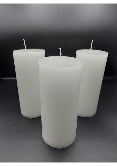 Soya Parafinli Beyaz 1 Adet 110-120 Saat Yanma Süreli Çap:7 Cm Boy:15 Silindir Blok Mum Beyaz Beyaz