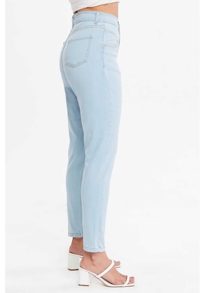 Shevega Kadın Buz Mavi Ön Contali Likrali Dar Paça Jeans Pantolon Buz Mavi