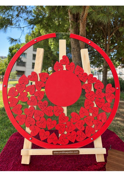 Kişiye Özel Kırmızı Yuvarlak Öğretmenler Günü Anı Kutusu 50cm İçi Yuvarlak İsimlikli