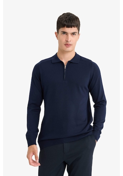 Defacto Standart Fit Polo Yaka Yarım Fermuarlı Premium Triko Kazak D0621AX24AU Lacivert Defacto Standart Fit Polo Yaka Yarım Fermuarlı Premium Triko Kazak D0621AX24AU Lacivert