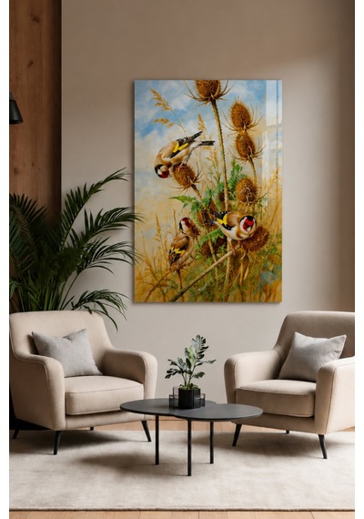 Archibald Thorburn Goldfinches Feeding Devedikeni Üzerinde Saka