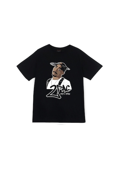 Stoned&Fame Unisex Siyah Tupac Shakur Baskılı T-shirt SIYAH