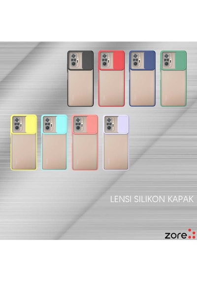 Noktaks - Xiaomi Uyumlu Xiaomi Redmi Note 10 Pro - Kılıf Slayt Sürgülü Arkası Buzlu Lensi Kapak - Sarı