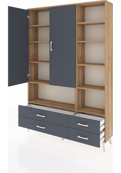 Arges Dolap 10 Raflı 4 Çekmeceli 2 Kapaklı 132x30x195 Çam-antrasit/antrasit Antrasıt/antrasıt Arges Dolap 10 Raflı 4 Çekmeceli 2 Kapaklı 132x30x195 Çam-antrasit/antrasit Antrasıt/antrasıt