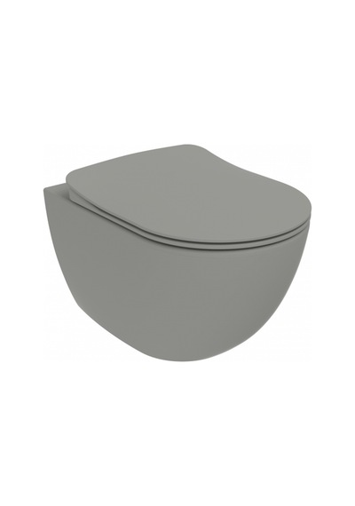 Creavit Free Rim-off Duroplast Yavaş Kapanan Klozet Kapaklı Cool Grey Set