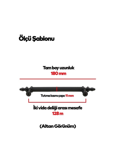 Lexroo 20 Adet Polavit 128 Mm Siyah Mobilya Mutfak Çekmece Dolap Dolabı Kulpu Kulbu Kulpları