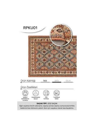 Oknar Nostaljik Saçaklı Kilim Dokulu Oturma Odası Salon Halısı Robot Süpürge Uyumlu Kolay Temizlenebilir Mavi Kiremit Mavi / Kiremit