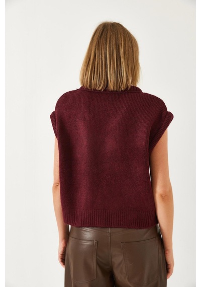 Shade Kadın Premium Baklava Desenli Oversize Triko Süveter Ts241003 60261172 - Bordo