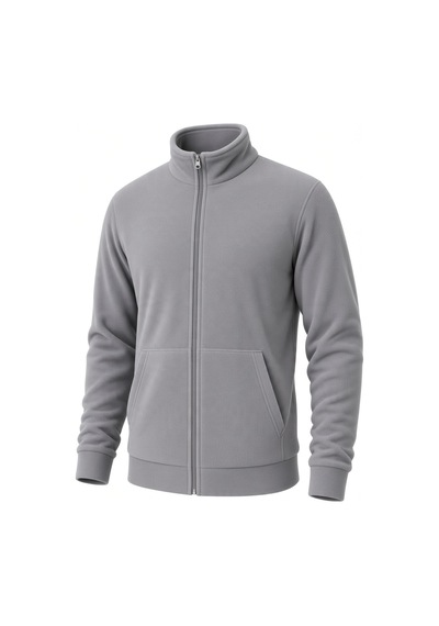 Givoria Erkek Kışlık Fermuarlı Cepli Polar Hırka Outdoor Gri Gri
