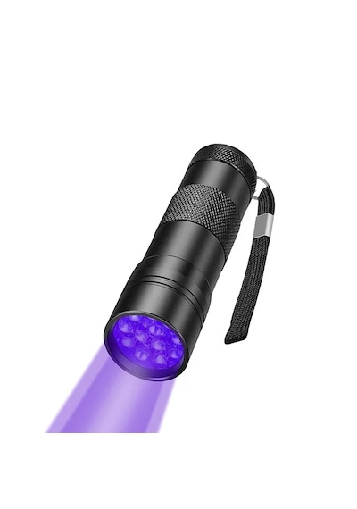 Ultraviyole Fener, Mor Işık Fener 12 Led , 395 Nm Uv Fener Siyah