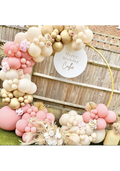 Krom Gold Makaron Pembe Ve Deniz Kumu Balon Zinciri 100 Adet Mix