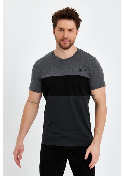 Bisiklet Yaka Kısa Kollu Desenli Penye Erkek Tshirt 001