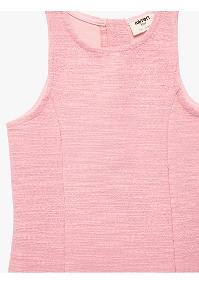 Koton Pamuklu Bisiklet Yaka Kolsuz Mini Tüvit Elbise Pembe 7wkg80039ak Gül
