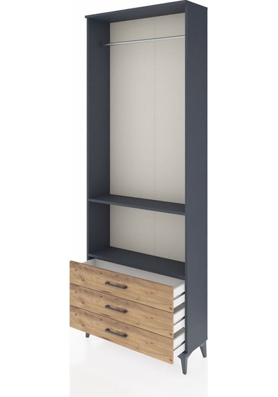 Arges Dolap 2 Raflı 3 Çekmeceli Tek Askılı 88x30x243 Antrasit... Antrasit