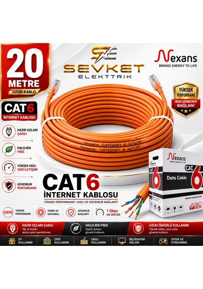 Nexans 20 Metre Cat6 Data Kablosu Turuncu Halojen Free Patch Cord